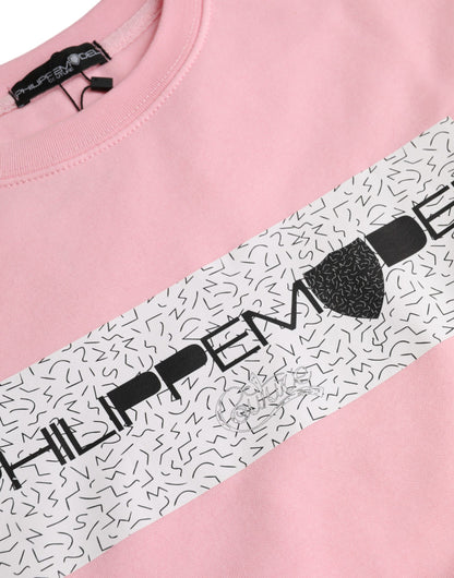 Pink Cotton Logo Long Sleeves Pullover Sweater