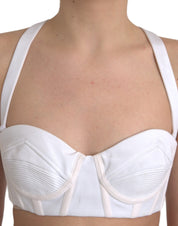 White Viscose Bustier Sleeveless Cropped Top