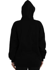 Black Cotton Logo Hooded Pullover Sweatshirt Sweater