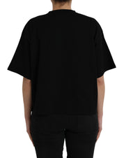 Black Cotton Logo Crew Neck Short Sleeves T-shirt