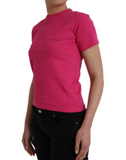 Pink Cotton Crew Neck Short Sleeves Tee T-shirt