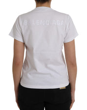 White Cotton Crew Neck Short Sleeves T-shirt