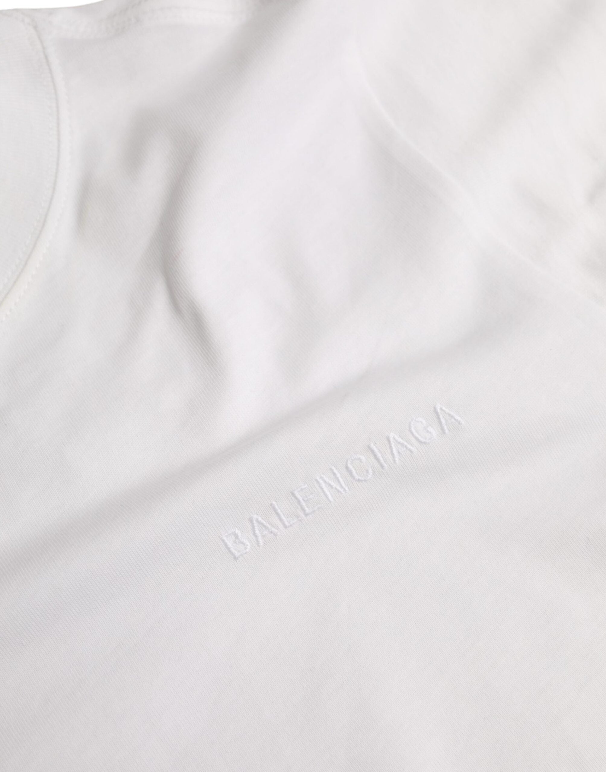 White Cotton Crew Neck Short Sleeves T-shirt