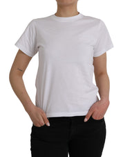 White Cotton Crew Neck Short Sleeves T-shirt