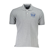 Gray Cotton Men Polo Shirt