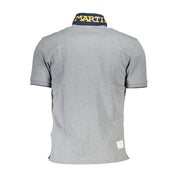 Gray Cotton Men Polo Shirt