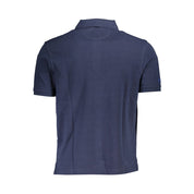 Blue Cotton Men Polo Shirt