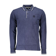 Blue Cotton Men Polo Shirt