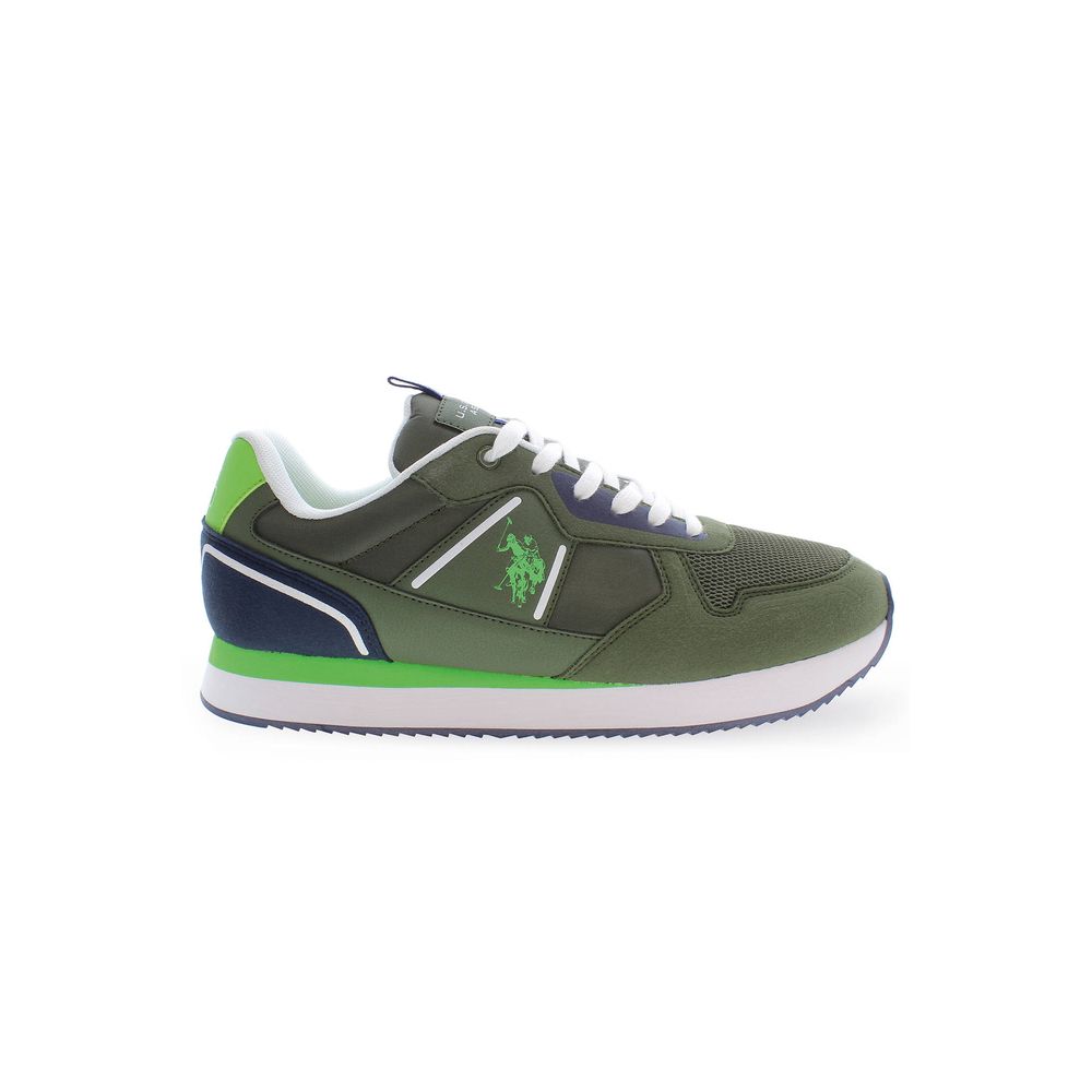 Green Polyester Men Sneaker