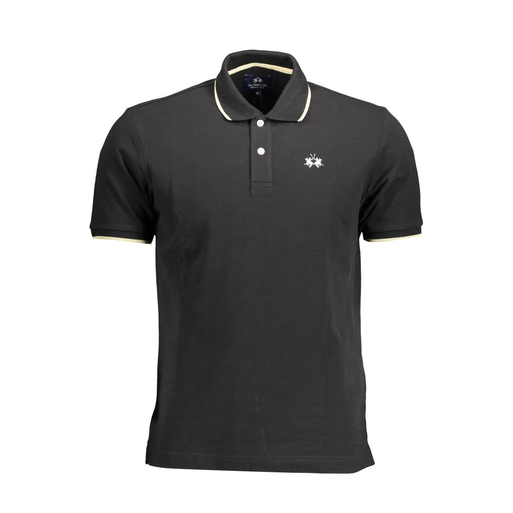 Black Cotton Men Polo Shirt