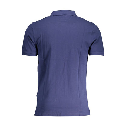 Blue Cotton Men Polo