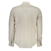 Beige Linen Men Shirt