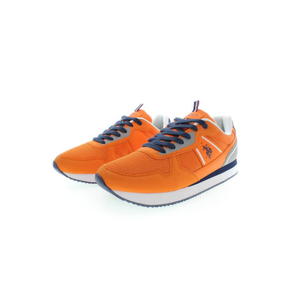 Orange Polyester Men Sneaker