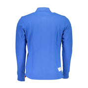 Blue Cotton Men Polo Shirt