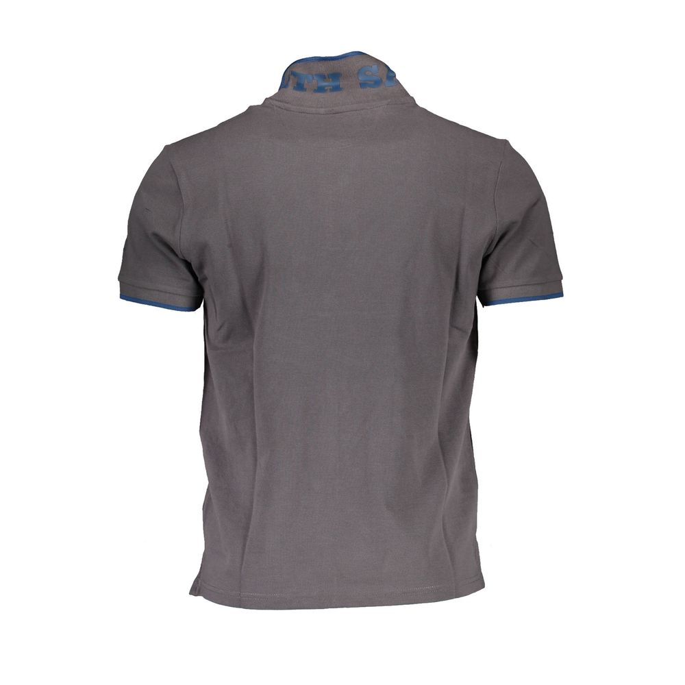 Gray Cotton Men Polo Shirt