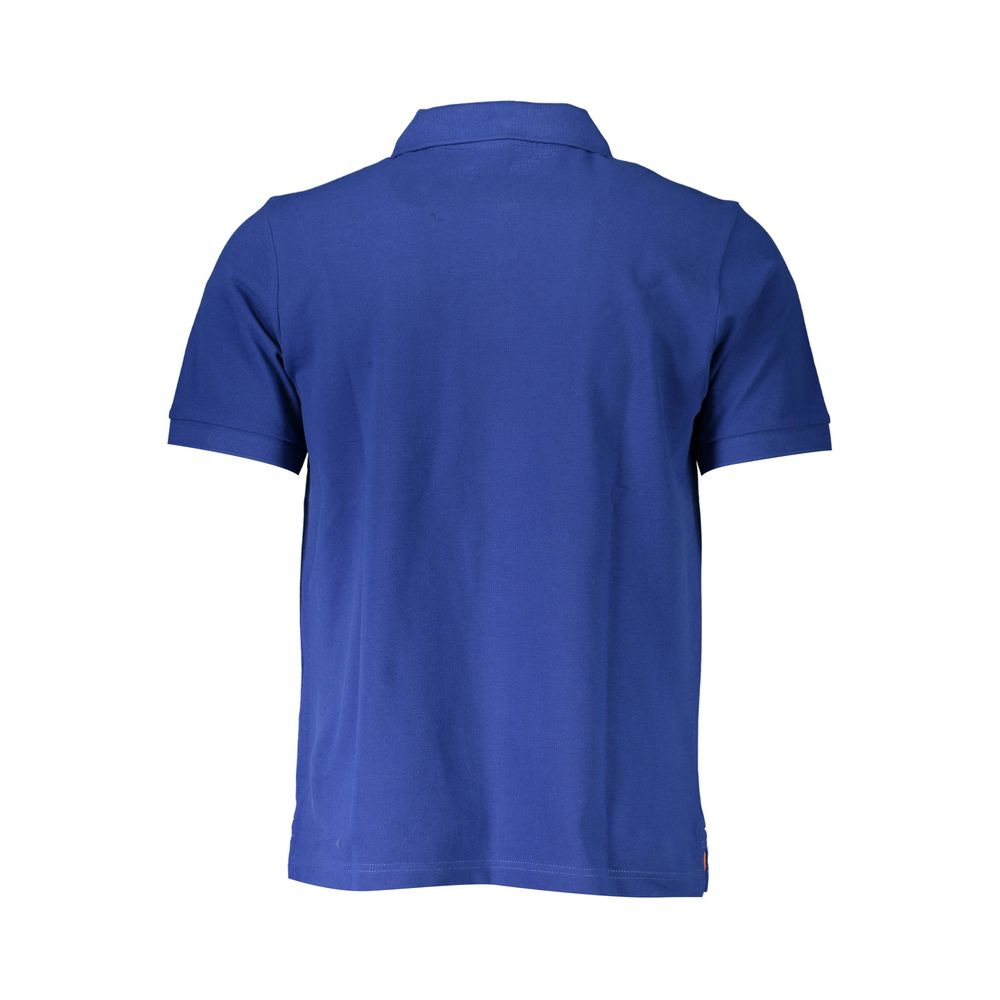 Blue Cotton Men Polo