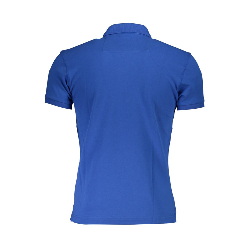 Blue Cotton Men Polo Shirt