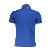 Blue Cotton Men Polo Shirt