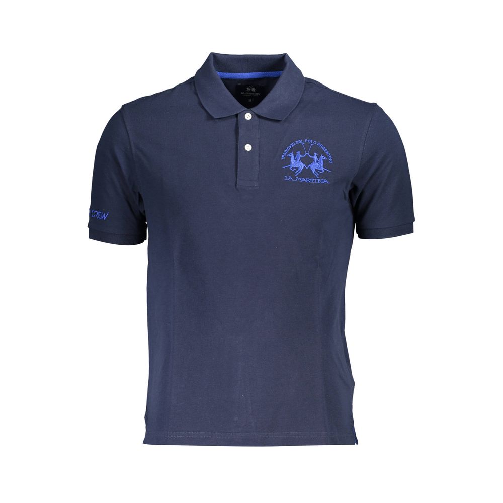 Blue Cotton Mens Polo Shirt