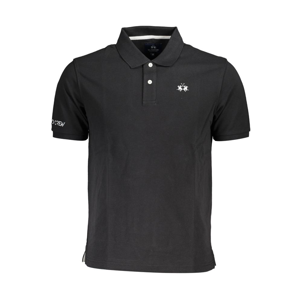 Black Cotton Men Polo Shirt