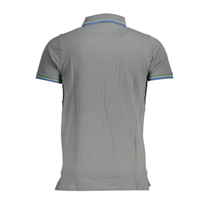 Gray Cotton Men Polo Shirt