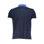 Blue Cotton Men Polo Shirt