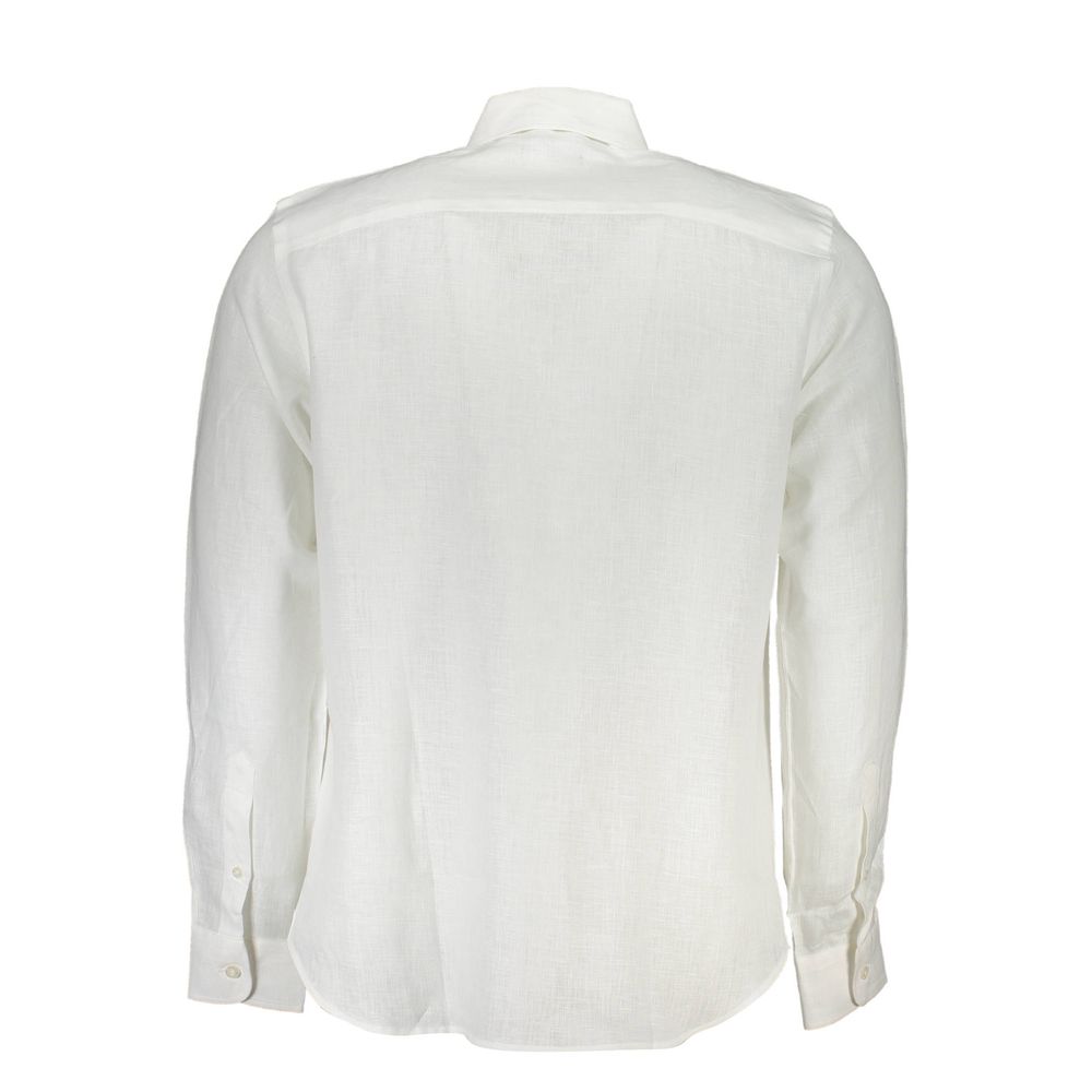 Elegant White Linen Long-Sleeved Shirt