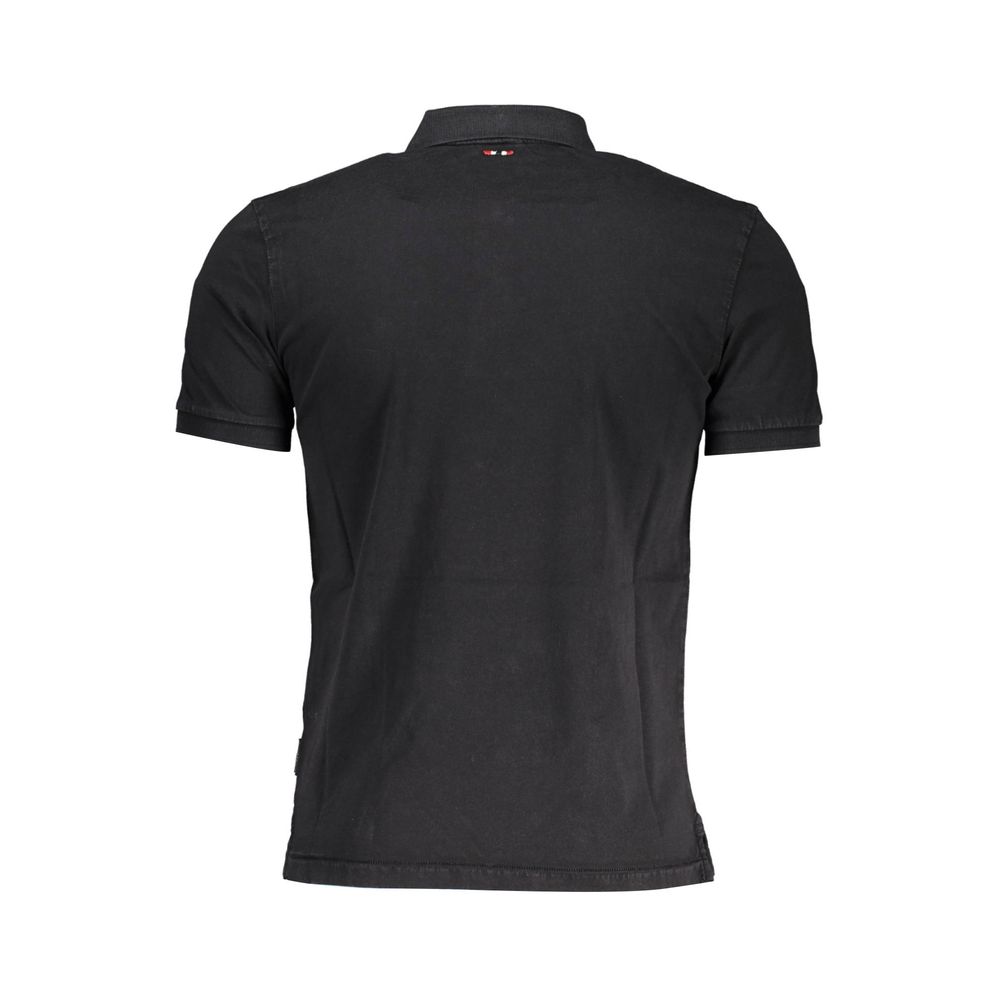 Black Cotton Men Polo Shirt