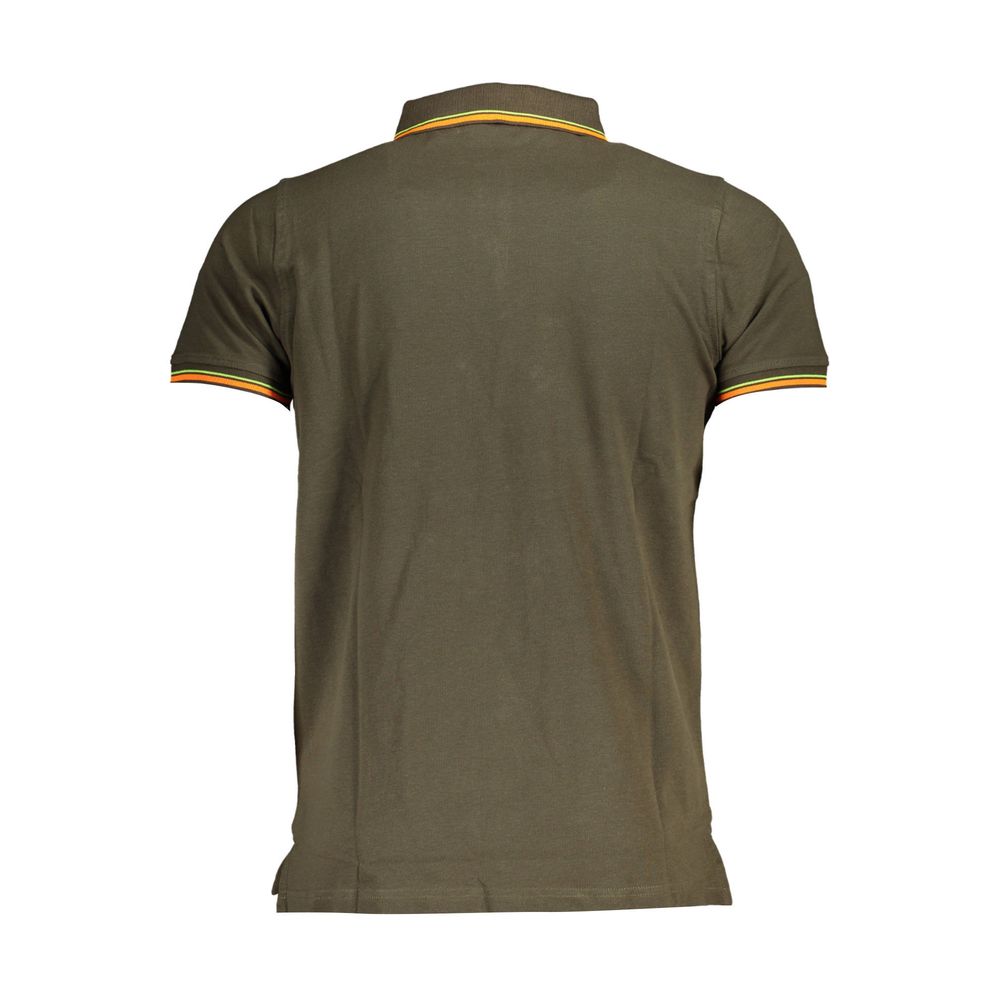 Green Cotton Men Polo Shirt