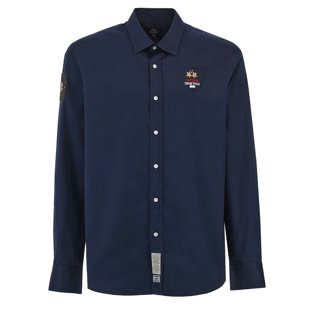 Blue Cotton Men Shirt