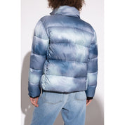 Chic Light Blue Down Jacket with Logo Patch