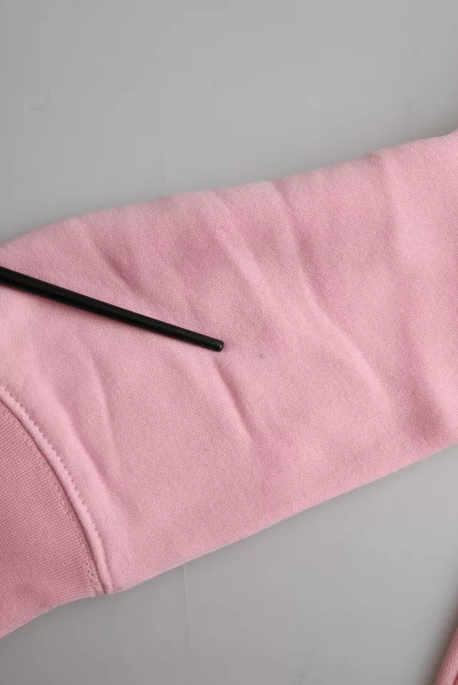 Pink Cotton Logo Print Long Sleeves Pullover Sweater