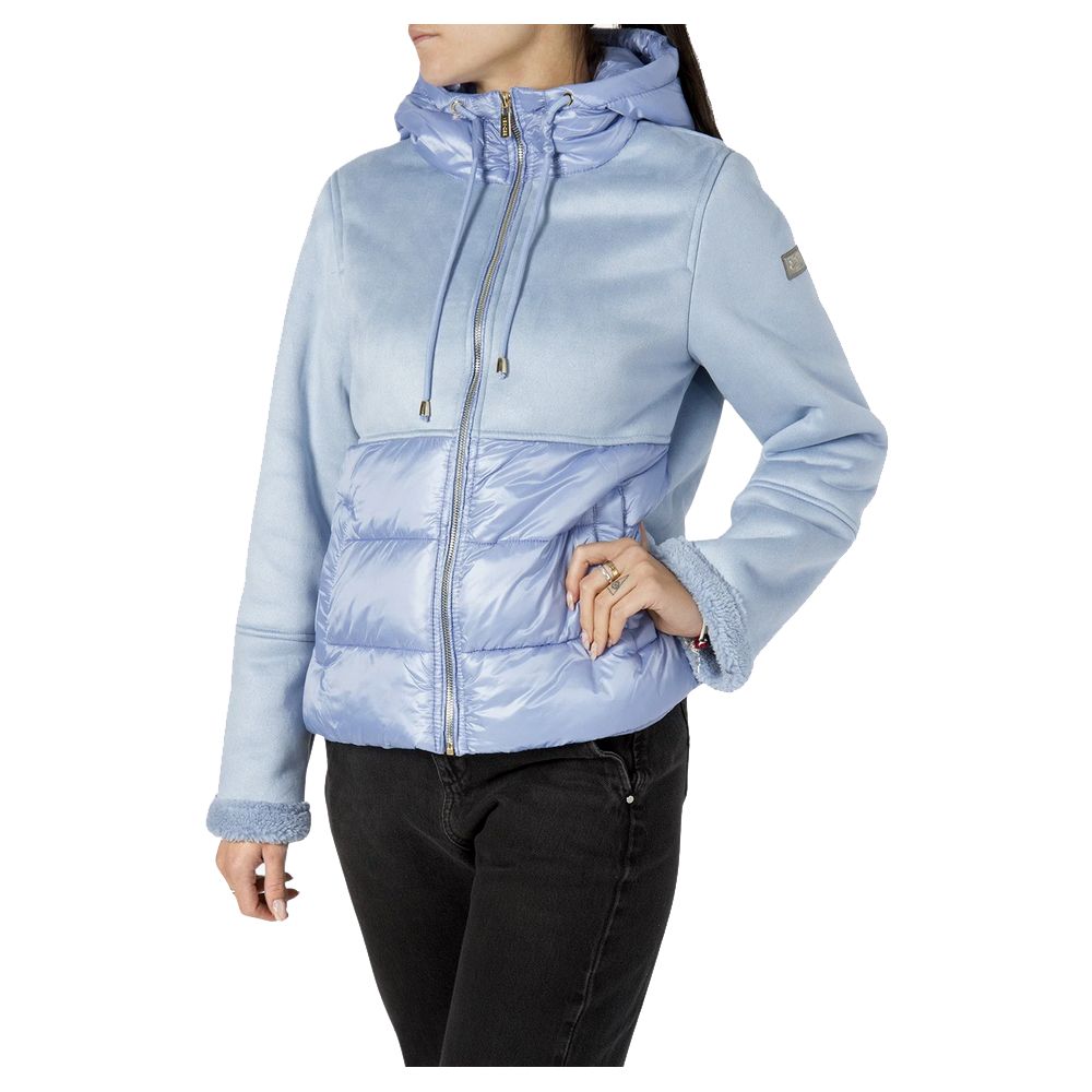 Light Blue Nylon Women Jacket