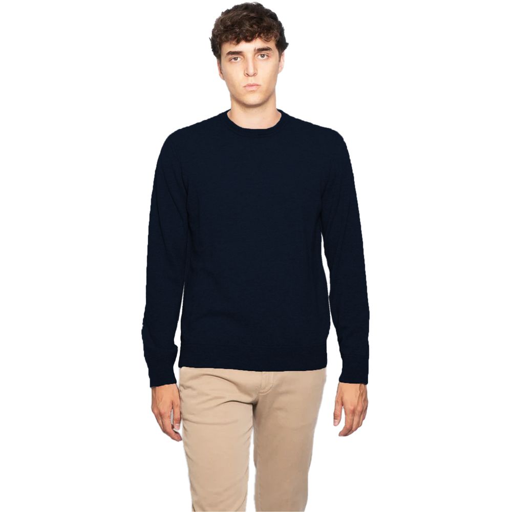 Blue Virgin Wool Men Sweater