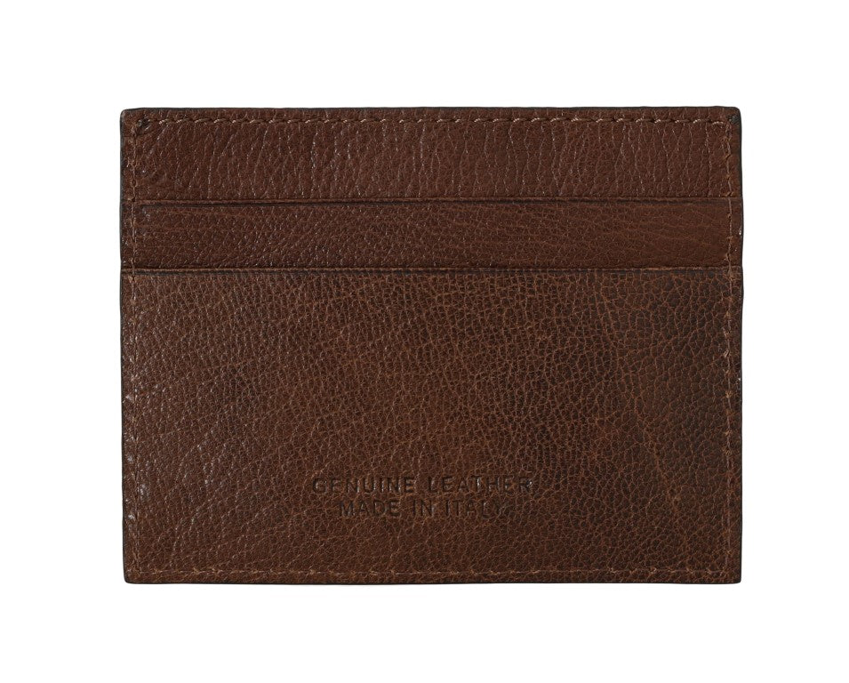 Portefeuille porte-cartes en cuir marron