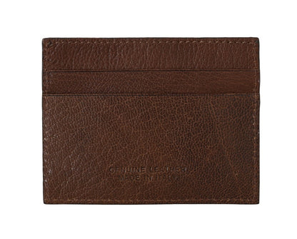 Portefeuille porte-cartes en cuir marron