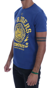 Blaues RIDERS-T-Shirt mit Rundhalsausschnitt aus Baumwolle