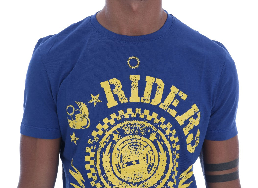 Blaues RIDERS-T-Shirt mit Rundhalsausschnitt aus Baumwolle