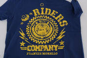 Blaues RIDERS-T-Shirt mit Rundhalsausschnitt aus Baumwolle