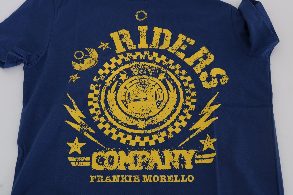 Blaues RIDERS-T-Shirt mit Rundhalsausschnitt aus Baumwolle