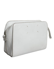 White Leather Large Pouch Zip Handbag Women Bag