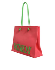 Pink Leather Weekend Wednesday Shopping Tote Bag