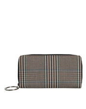 Multicolor Houndstooth Continental Zip Around Clutch Wallet