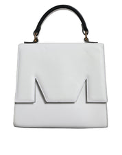 White Bovine Leather Top Handle Handbag Satchel Purse Bag