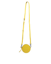 Yellow Leather Logo Crossbody Sling Shoulder Round Bag