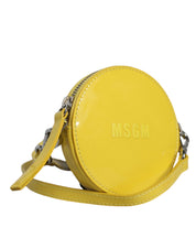 Yellow Leather Logo Crossbody Sling Shoulder Round Bag