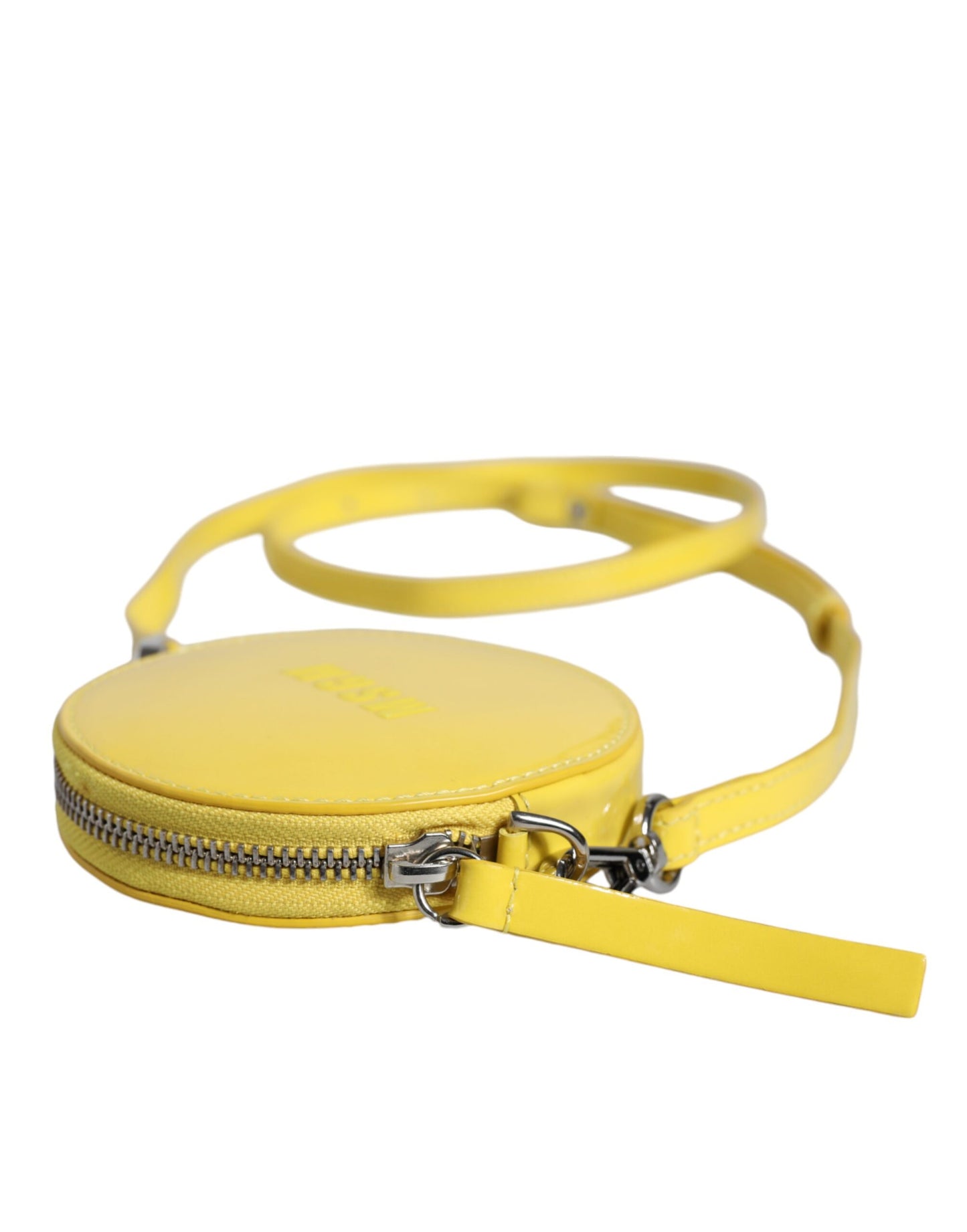 Yellow Leather Logo Crossbody Sling Shoulder Round Bag