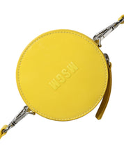 Yellow Leather Logo Crossbody Sling Shoulder Round Bag