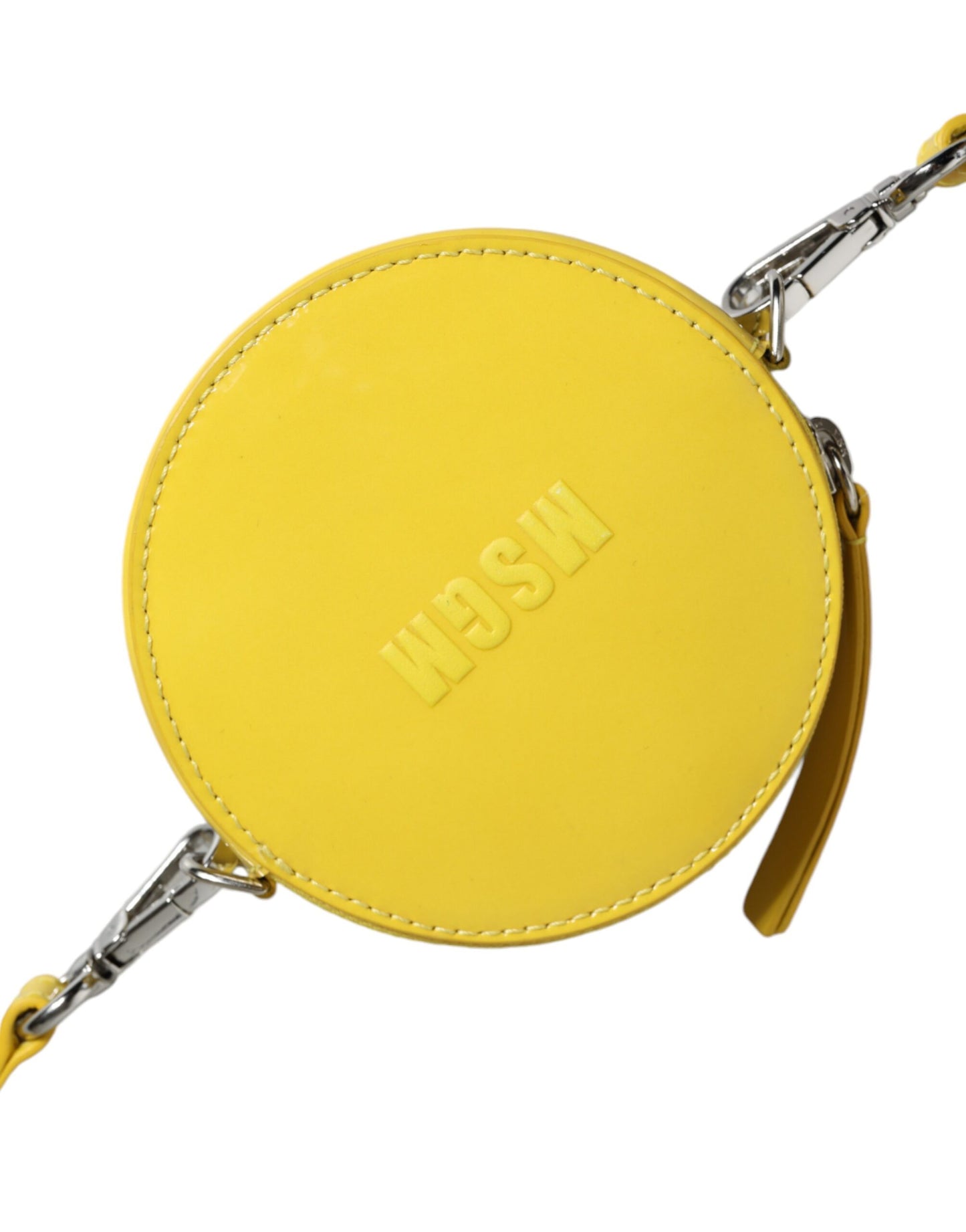 Yellow Leather Logo Crossbody Sling Shoulder Round Bag