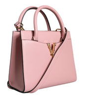 Pink Small Top Handle Grainy Calf Leather Crossbody Bag